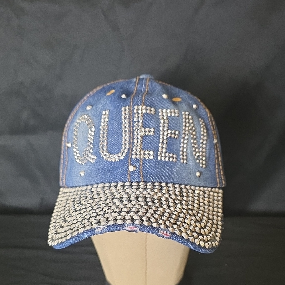 Blue Denim 'Queen' Embellished Cap #210